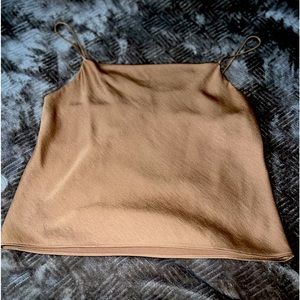 Cowl neck satin top gold.